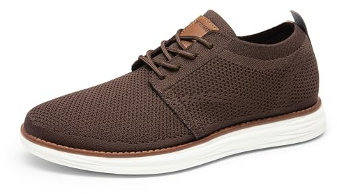 Bruno Marc Men's KnitFlex Breeze Mesh Oxford Sneakers - Breathable Business Casual Shoes Lightweight & Comfortable Walking Shoes for Men, Size 10,Brown,GRAND-01
