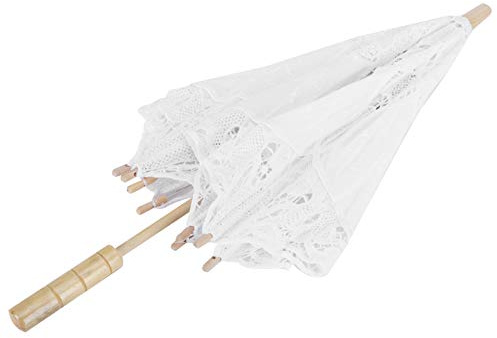 Vintage Spets Parasol Spetsparaply Brudparaply Bröllop Brudparasoll Paraply för fotografi Rekvisita Bröllopstillbehör(Large white)