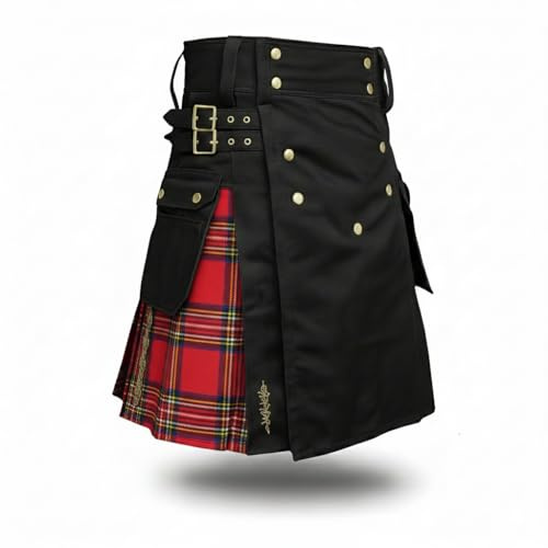 Kilt pour homme – Kilt écossais hybride de sport utilitaire pour homme | Kilts élégants pour mariage, Royal Stewart Hybride, 38