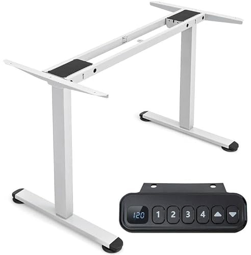 COSTWAY Estructura Eléctica con Doble Motor para Escritorio, Base Regulable en Altura y Ancho, Protección Anticolisión, Soporte de trabajo Ergonómico Sentados o de Pie con Control con Memoria (blanco)