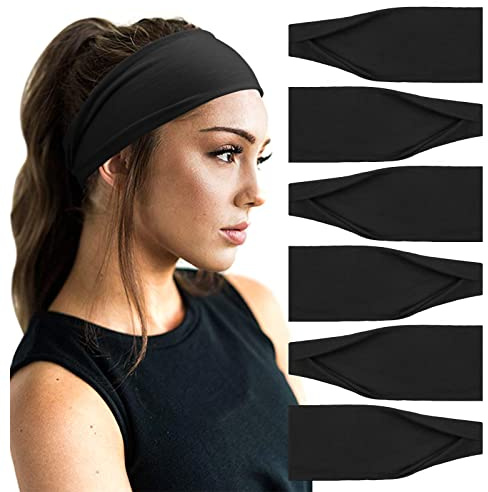 DRESHOW Yoga Sports Headbands for Women Elastic Non-Slip Headbands Workout Running Hair Bands 6 Pack