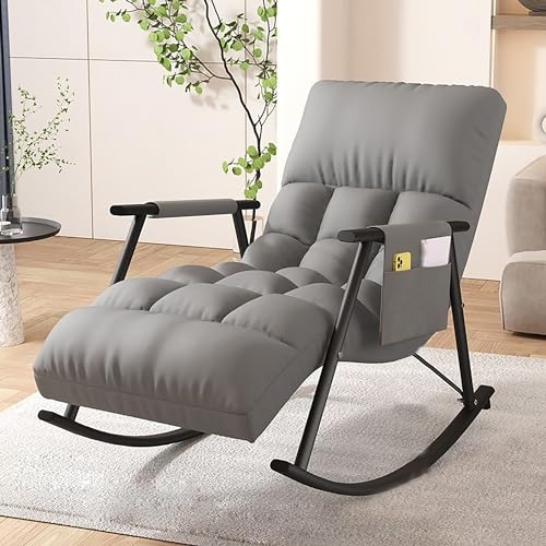 Schaukelstuhl, Liegestuhl, 5-Fach verstellbare Wadenstütze, Campingstühle, Strandstuhl, Loungesessel, Outdoor-Stühle, Gartenstühle, Schwerelosigkeitsstühle, Wohnzimmer-Schaukelstuhl (Color : White+go