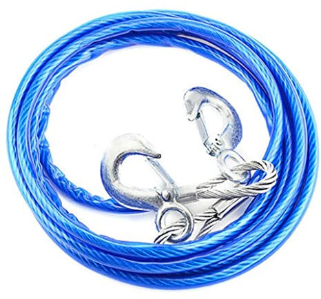 BomDog Fune Di Traino per Auto Cavo Metallico Resistente Gancio ad Alta Resistenza Filo Di Acciaio Rimorchio Corda Di Traino Di Emergenza per Auto con 2 Ganci/3T/10M