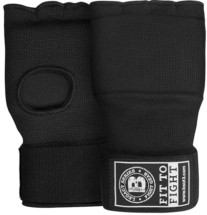 BOUT3® Pro Gel innerhandskar, boxning, MMA Muay Thailändsk träning, elastiskt boxbandage handledsbandage, kampsport sparring, handband, inre punkteringshandskar (svart, XL)