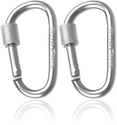 2Pcs Carabiner Clip Locking Carabiner, 7.8cm/3inch Silver Aluminum Alloy D-Ring Carabiners Key Locking Key Chain Clip Hook for Camping, Hiking, Traveling, Fishing, Backpack Keychains Keyring Outdoor