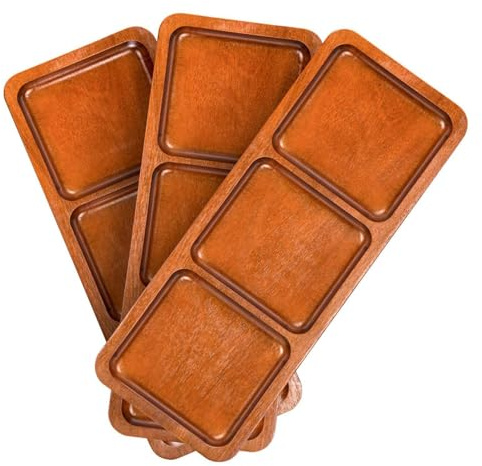 Fuentes para Servir, Tablas para Embutidos - Platos de Comida de 3 Rejillas de Acacia - Hermoso Plato de Postre Dividido, Bandeja de Madera Resistente para Bodas, graduación, Navidad