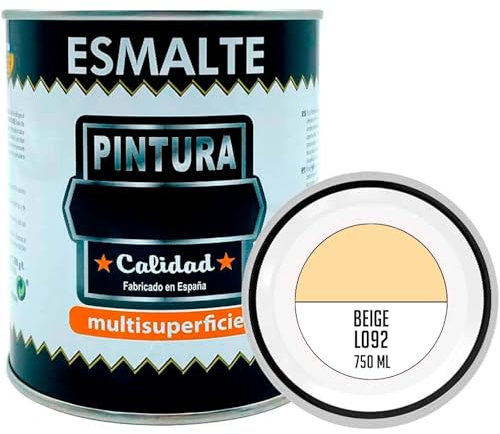 Acan Tradineur - Bote de Pintura Esmalte - Fabricado en España - Ideal para Cualquier Superficie, Madera, Plástico, Cristal o Cemento - Capacidad de 750 ML - Beige (L092)