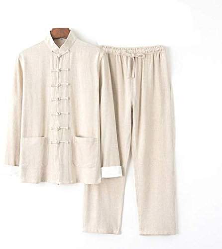 LYDBMYT Baumwollleinen Tai Chi Uniform Tang Anzug Herren Hanfu Traditionelle Chinesische Kung Fu Uniform Meditationskleidung Kampfsportanzug Morgengymnastik Kleidung Kleidung Cyan1-4XL