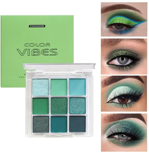 Palette di ombretti - Ombretti verdi altamente pigmentati | Palette trucco avocado |9 colori shimmer e opachi | ombretti waterproof a lunga durata per occhi, cosmetici per donne e uomini