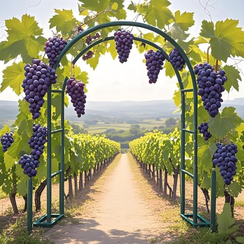 Arche De Jardin En Acier, Arceau À Rosiers Tuteur Pour Plantes Grimpantes, Vigne De Glycine, 140 200 240 280cm Robuste Pergola En Métal Pour Pelouse, Décoration De Fête De Mariage(Green,W1.4 x H2.30m)