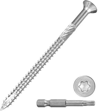 METALLIXITY Deck Screws (#10x3) 50Pcs, 410 Stainless Steel Wood Screw Decking Screws with T25 Torx Drive Head - for Wood Fence, Silver