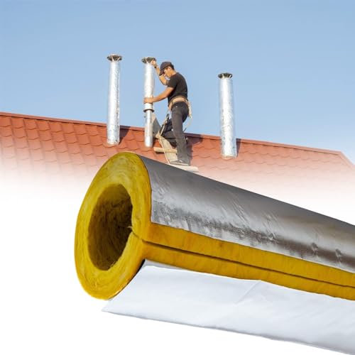QCKNKMGG Cubiertas de Espuma Aislante para tuberías, Lámina de Aluminio autoadhesiva de Lana de Vidrio for Aislamiento de tuberías, anticongelante for Exteriores(273mmX50mmx100cm)
