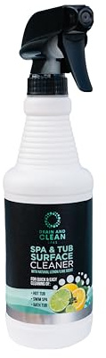 Spa & Hot Tub Surface Cleaner - All Natural Lemon/Lime Scent, Removes Scale, Dirt, Grime, & Hard Water | Ideal for Hot Tubs, Swim Spas, Bath Tubs & Showers | 16oz