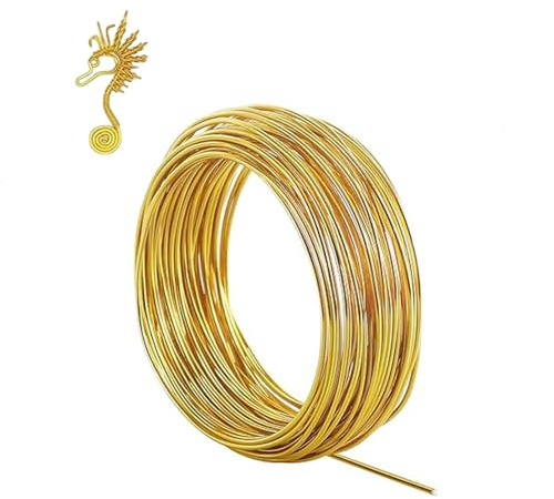 12 Gauge Aluminum Craft Wire 2mm 100 Feet,Gold Bendable Sculpting Metal Wire,Metal Crafting Wire for Sculpting,Wreath Craft,Floral Making,Jewelry Making,Weaving and Wrapping Sliver Wires