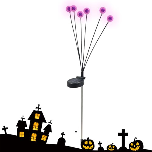 Fyrdyn Solar Halloween Eyeball Lights | Halloween Eyeball Decorations Lights | Waterproof Swaying Firefly Decor Lighting Decorations Path Lanterns for Yard Flowerbed Walkway Patio Parties