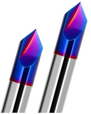 Carbide Chamfer End Mill, HRC65 Chamfer Milling 3-12mm 90 Degree Carbide End Mill Machine Bit Coated 2 3 Flutes(D10X75LX90R 3Flute,10pcs)