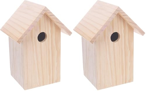 Flamingo Caja Nido para Pájaros - Bozo de Madera Natural - Refugio Seguro y Duradero para Tu Jardín (Paquete de 2)