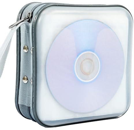 Penxina CD Case, 40 Capacity CD DVD Case Wallet Holder Portable Disc VCD Heavy Duty Binder Storage Organizer (White)