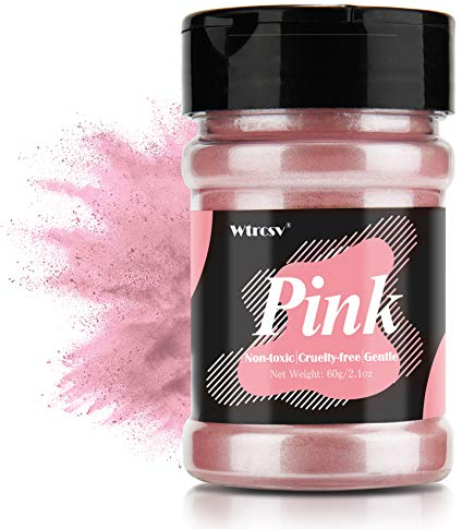 Epoxidharz Farbe metallic, Seifenfarbe, für die Seifenherstellung, Mica Powder, Epoxy Resin Farbe Farbpigmente Pigmentpulver Farben Pigment, Farbe für Epoxidharz, Lipgloss Farbe - 60g Rosa (Pulver)
