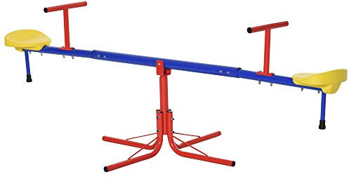 Outsunny Balancín Giratorio 360 Grados para Niños +3 Años con Base de 4 Varillas Postes de Tope y Asas Fáciles de Agarrar Patio Jardín 184x76x71 cm Multicolor