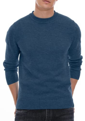 Hisir Men's Jumpers Tops Winter Warm Knitted Crew Neck Jumper Long Sleeve Soft Cozy Mock Neck Knitwear Pullover Sweaters for Men