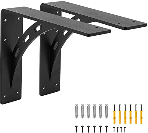 FIRMETAL 12x10x2.5 Heavy Duty Shelf Brackets, Max Load 1100 LBS, Premium Alloy Metal Mantel Support (Set of 2) - Countertop Support - (12 inch x 10 inch)