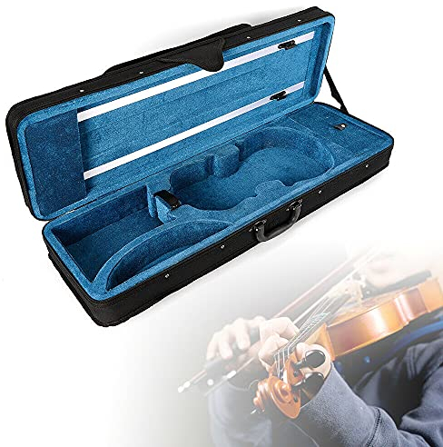 Geigenkasten Geigenkoffer Koffer Kasten Geige Violine Gr. 4/4 Oxford-Stoffschale und Flanell-Innenschicht Verstellbarer Gurt