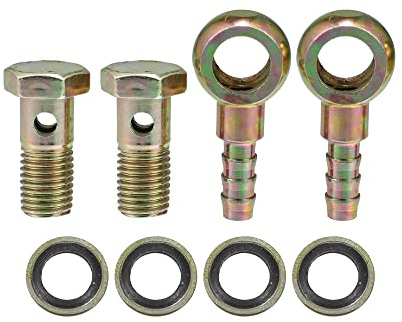 QUARKZMAN M12x1.5 8mm Banjo Bullone Tubo Flessibile Dentellato Raccordi Adattatore per Auto (Set di 2)
