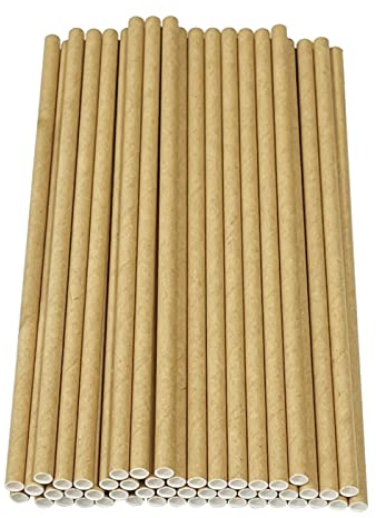 Haobase Papier-Trinkhalme, biologisch abbaubar, für Cocktails, Kaffee, kalte Getränke, Braun, 50 Stück