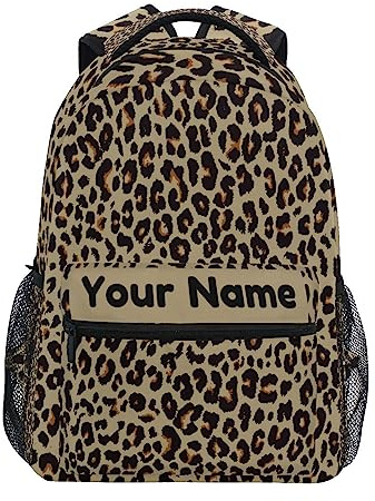 Mnsruu Sac à dos personnalisé pour enfants, cartable imprimé léopard guépard, animal livre, sac de voyage pour garçons et filles, #6, M