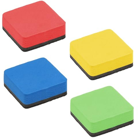 Dimeho 4er-Pack trocken abwischbare Radiergummis Whiteboard-Reinigungspads kleine Tücher für Kreidetafeln bunte Marker Löschzubehör für Büro Glas Whiteboard Lehrer Zuhause (Stil A)
