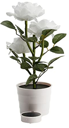 ABOOFAN Fleur De Rose a Mené La Lumière Lampes Solaires En Plein Air Lampes Soles Roses En Plein De Fleurs En Led Blanche Pot Lumineux
