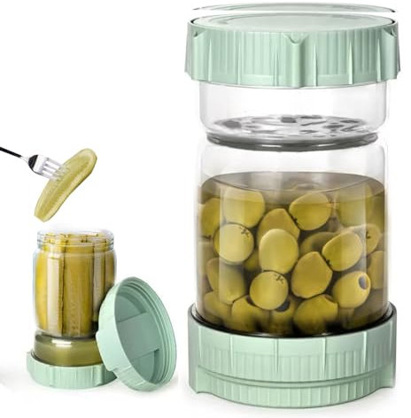 LOMUG Glas Einlegeglas, Gurkenglas mit Sieb Sanduhr, Gurkenbehälter Auslaufsichere, 1.45 L Luftdichte Saftabscheider Kimchi Behälter, Pickle und Olive Jar Flip, für Essiggurke, Kimchi und Jalapenos
