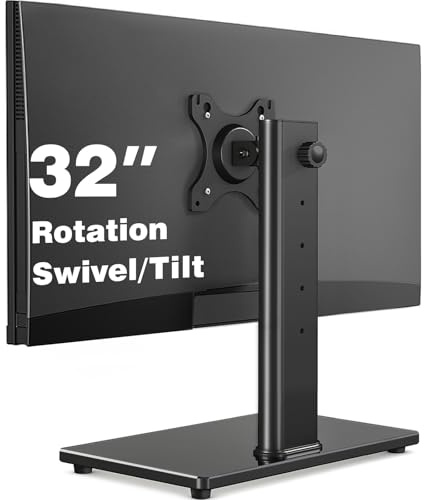 5Rcom Vesa Monitor Stand Free Standing Desk Stand for 13-32 inch Single PC Table Top with Swivel Height Adjustment, Max VESA 100x100mm Max Weight 10kgs