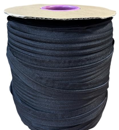 100 M Cremallera Continua Nylon ， para Costura, Cremallera para Coser, Manualidades, (332 Negro, 100 M)