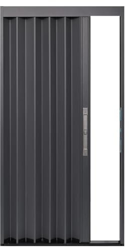 Svart veckad Concertina hopfällbar dörr intern platsbesparande garderobspanel 183 x 203 cm bred tillgänglig i olika storlekar (24 60 tum)