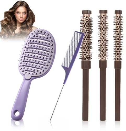 SI SEN Kit de 7 Cepillo de Pelo,Cepillo para Desenredar el Cabello,Set de Peine para Pelo Largo, Corto, Grueso, Fino, Rizado, Liso, Ondulado y Seco para Hombres Mujeres