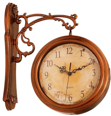 XLWLLNJ Orologio da Parete Bifacciale, Decorazione da Parete Antica per Stazione,