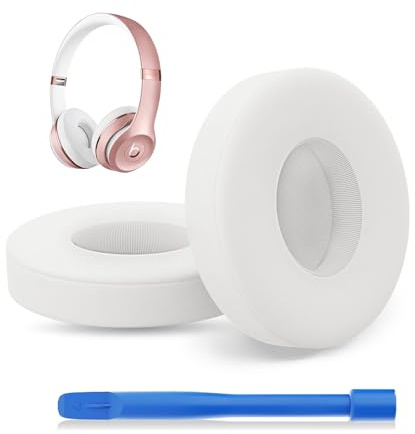 Replacement Earpads Compatible with Beats Solo 3, Solo 2 On-Ear Headphones, White Ear Pads Cushions