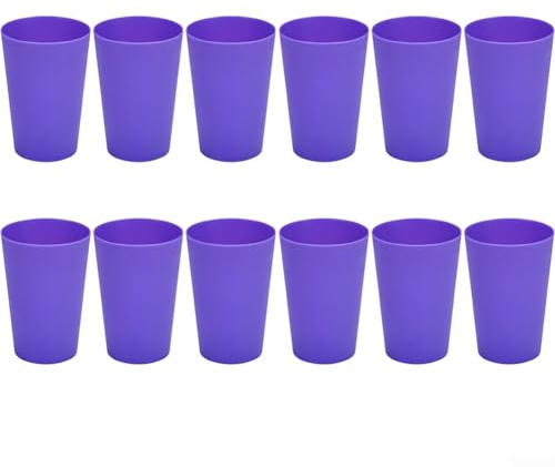 Lot de 612 gobelets en plastique légers et empilables, incassables, passent au lave-vaisselle, fabriqués à partir de matériau ABS, adaptés à plusieurs types de boissons (12 pièces, violet)