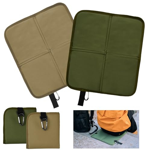 2 Pezzi Cuscini da Seduta Pieghevoli da Esterno in Tessuto Oxford, Impermeabili Portatili Cuscino da Stadio con Gancio per Appenderli -- per Campeggio, Picnic, Escursioni, 36x32 cm (SET-C)