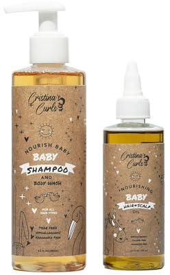 Cristina's Curls Nourishing Baby Wash Day Hair Bundle – Gentle Shampoo + Lightweight Scalp Oil
