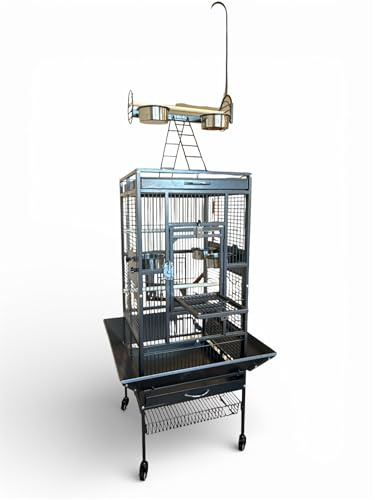WUNDAPETS BUTTERMERE ANTIQUE BLACK MEDIUM BIRD PARROT CAGE ON WHEELS