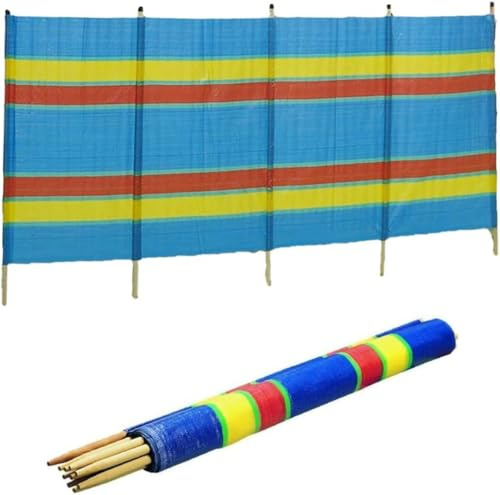 RHMM XL Tall Wooden Windbreakers Quality Windbreak Privacy Sun Shade Screen Protection Panels for Outdoor Garden, Beach, Camping, Caravan & Festival (6 Pole (5ft (H) x 12ft (L))