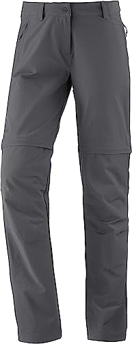 Schöffel Damen Pants Ascona Zip Off, leichte und komfortable Damen Hose mit optimaler Passform, flexible Outdoor Hose für Frauen, asphalt, 20