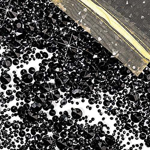 4000 Pezzi Gemme di Diamanti Acrilici Cristalli Acrilici Brillanti 3 mm, 6 mm, 10 mm Decorazioni da Tavola Gemme Finte per Riempimento di Vaso Natale Nozze Compleanno (Nero)
