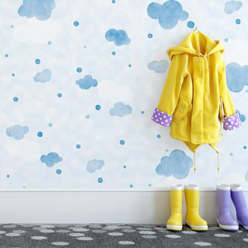 GOYAPRINT Papier Décoratif pour Enfants Nuages 40x250 cm Vinyle Adhésif Imperméable Pour Murs de Meubles Chambre d'Enfants (nuages)