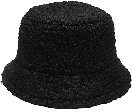 Cozyan Damen Plüsch Fischerhut Wintermütze Flauschige Bucket Hat Warme Anglerhut Winter Fischerhut Damen Kunstpelz Bucket Cap Warme Mütze mit breiter Krempe Flauschige Mütze