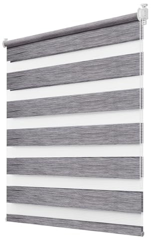 Deswell Doppelrollo Klemmfix ohne Bohren Marmor-Grau B110 x H210 cm (Stoffbreite 106cm) Rollos für Fenster ohne Bohren für Fenster mit Lichtdurchlässig & Verdunkelnd/Höhe Stufenlos Verstellbar