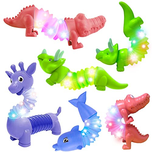 DELEE Lot de 4 tubes sensoriels pour autisme avec lumière LED, jouets anti-stress pour enfants, fournitures de fête pour Noël, Halloween, anniversaire